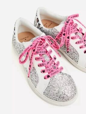 torrid Silver Glitter Sneakers with Pink Logo Laces